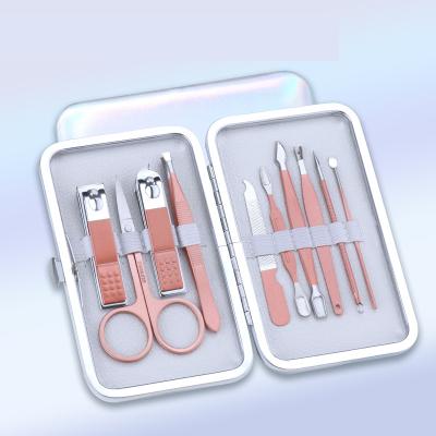 China Professional 10Pcs Stainless Steel Nail Clipper And Toenail Pedicure Kit Nail Clippers Manicure Set With PU Leather Case for sale