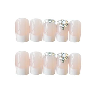 China Easy Apply Artificial Nails Women Art Tips Square Nude False ABS Pink Private Label Ballerina Full Cover Fake French Nail for sale