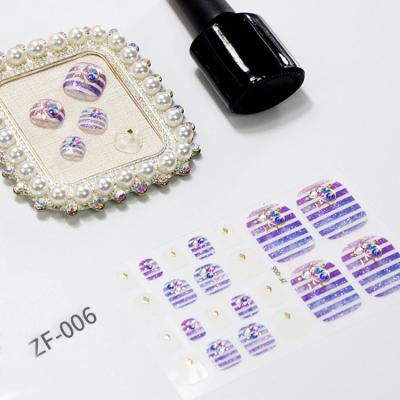 China 35 Eco-Friendly Material Designs Toe Wrap Art Decoration Self Adhesive Patch Toes Nail Stickers Decals With 3D Rhinestones for sale