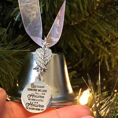 China Alloy Stainless Steel Christmas Wings Wings Wind Chimes Bells Christmas Tree Pendants Christmas Decoration for sale