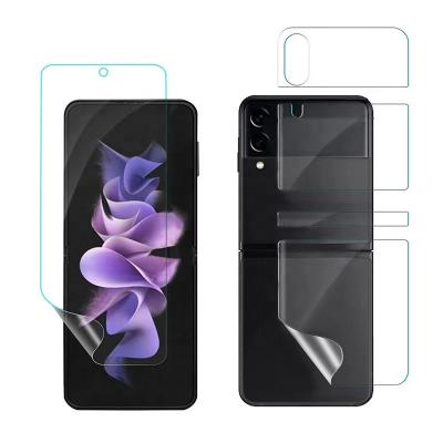 China Mobile phone suitable for Samsung Flip3 hydrogel film galaxy ZFlip mobile phone folding screen front and back HD anti-peep film for sale