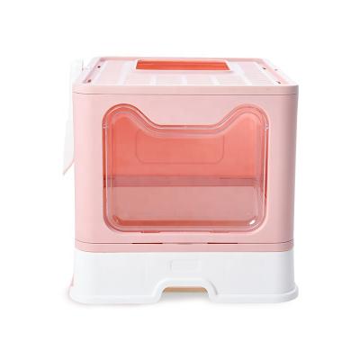 China New Collapsible Trash Can Stocked Forward Discard Cat Litter Box Fully Enclosed Oversized Trash Can Deodorizer Splatter-Proof Box for sale