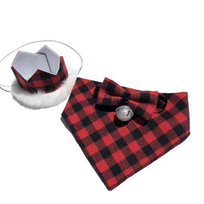 China Triangular Pet Dog Plaid Saliva Towel Cat Christmas Binder Stocked Cooling Scarf for sale