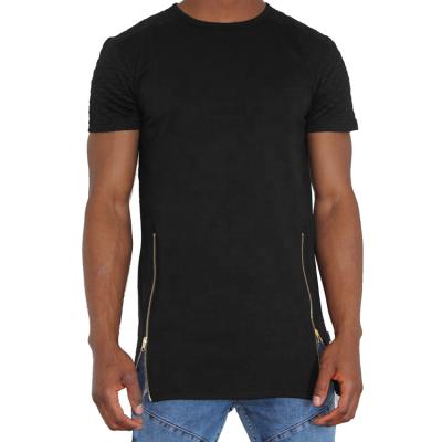 China Anti-wrinkle Hot Selling Blank Plus Size T-shirts Men Custom Double Line Diamond T-shirt in Black for sale