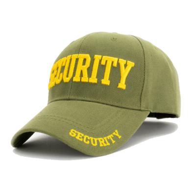 China Guard Army Green Baseball Hat With Security Logo 100% Cotton Twill Military Hats For Security Policeman for sale