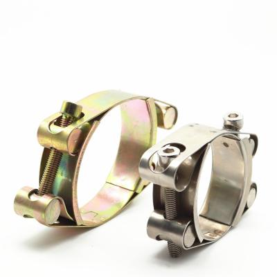 China Galvanized Heavy Duty Stainless Steel Double Bolt Pipe Clamp for sale