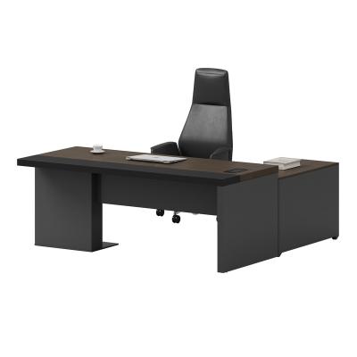 China New Design 1800mm Economical Hot Selling Metal Leg Office Table Executive Desk with Side Cabinet and CPU Socket for sale