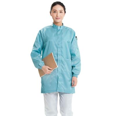 China Processing Esd Worker Coat Electrostatic Esd Coat Green Dust-free Striped zu verkaufen