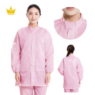 China Electronic factory using blue 0.5 stripes smock coat anti-static conductive lab Clothing esd coat for sale