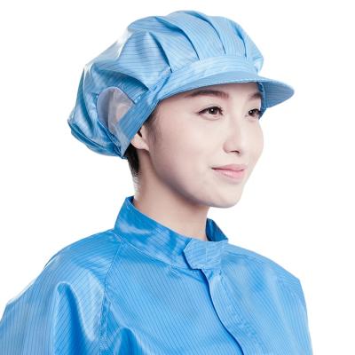 China Wholesale blue 0.5 stripe conductive silk anti-static work hat, suitable for various industries for sale