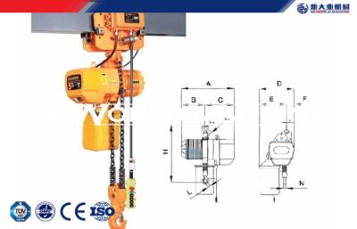 China 12m Rings 5 Ton Electric Chain Hoist 220v / Low Headroom Electric Hoist for sale