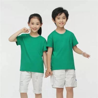 China Wholesale Cotton Polyester Kids Summer Anti Shrink T-shirt Casual Kids Plain Short Sleeve Shirts for sale