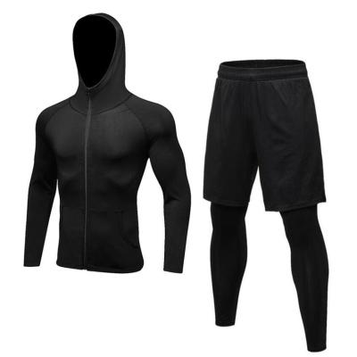 China Hot Sale Breathable Sports Wear Sets Fitness Quick Dry Running Zipper Gym Hoodie Compression Men Casual Gaiters for sale