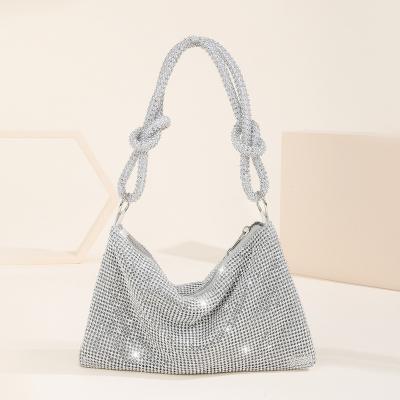 China Luxury Crystal Shoulder Bag Ladies Silver Rhinestone Clutch Purse Women Diamond Evening Clutch Purses Fashion Designer Handbags for sale