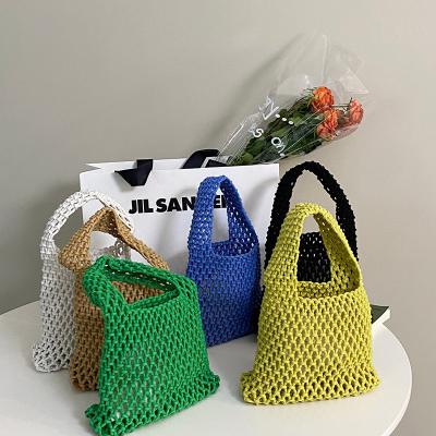 China Others Fashion Hollow Woven Shoulder Women Lady Handle Bag Shopping Handbag Braided Bag Summer Travel Beach Bag Cotton Totes Bag for sale