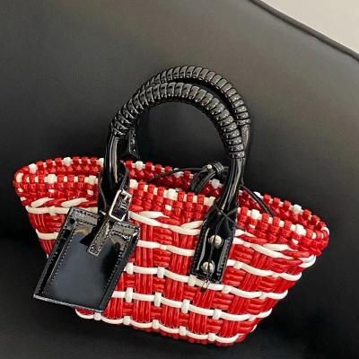 China Others brand tote for women rattan woven basket bags hollow handbags ladies summer handle beach bags purses 2022 female travel for sale