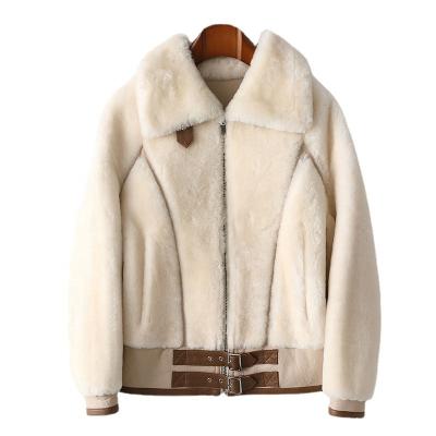 China YOUANNA Anti-Wrinkle Real Women Winter Sheepskin Fur Coat Madame Wool Fur Jacket Luxury Casual Luxury Fur Coat HW2034 for sale