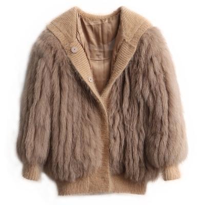 China YOUANNA Anti-Wrinkle Women Winter Fox Fur Coat Madame Real Fur Jacket Casual High Street Hoodie Coat HW1006 for sale