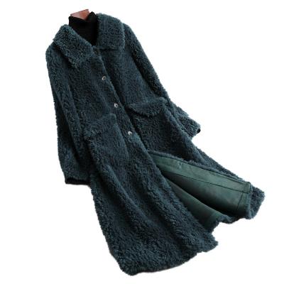 China Women's Winter Anti-Wrinkle YOUANNA Real Fur Jacket Official Lady Trench Wool Long Jacket HW5022 Sheep Shearing Coat for sale