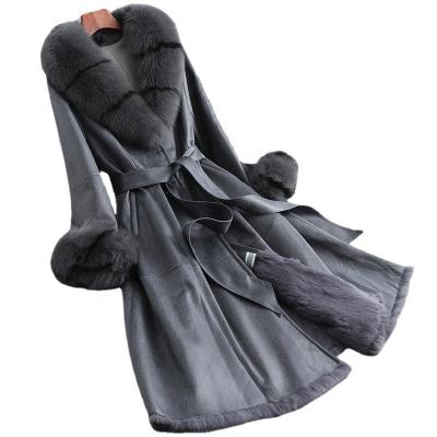 China YOUANNA Luxury Women Winter Rabbit Skin Fur Coat Lady Fur Lined Jacket High Street Long Fur Coat HW2020 for sale