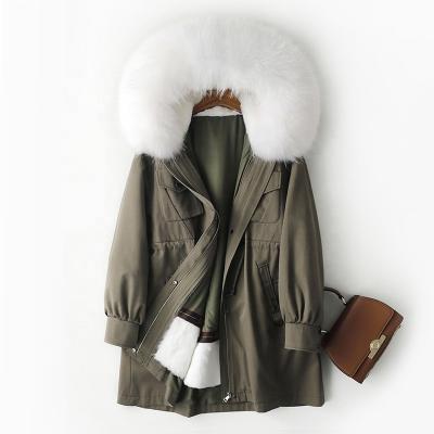 China YOUANNA Anti-Wrinkle Women Winter Parka Coat Madame Rex Fur Lined Jacket Fox Fur Coat Women's Casual Hoodie HW1067 for sale