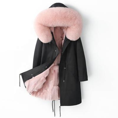 China YOUANNA Anti-Wrinkle Women Winter Parka Coat Lady Fox Fur Lined Jacket Casual Fox Fur Collar Coat Women HW1060 for sale