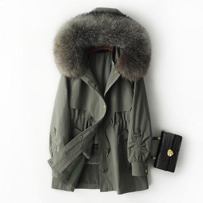 China YOUANNA Anti-Wrinkle Women's Casual Winter Parka Coat Madame Rex Fur Lined Jacket Raccoon Fur Coat Women HW1056 for sale