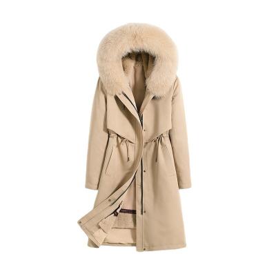 China Madame Rex Fur Lined Jacket Fox coat HW1051 Anti-wrinkle women winter parka coat YOUANNA long casual fur collar for sale