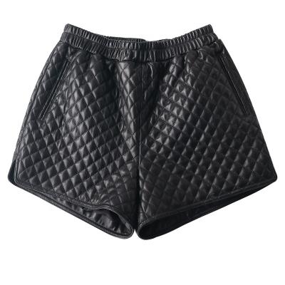 China YOUANNA Anti-Wrinkle Woman Genuine Leather Shorts Women Short With Belt Woman High Waist Sexy Booty Shorts HW3087 Hhaki Causal Mujer for sale