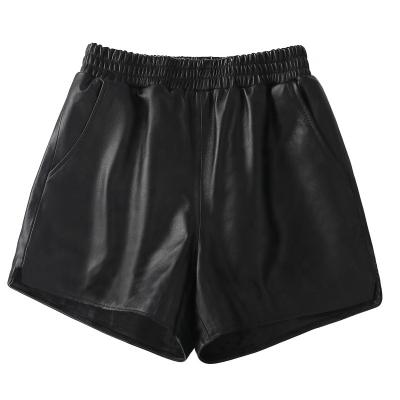 China YOUANNA Anti-Wrinkle Woman Genuine Leather Shorts Women Short With Belt Woman High Waist Sexy Booty Shorts HW3081 Hhaki Causal Mujer for sale