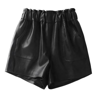 China YOUANNA Anti-Wrinkle Woman Genuine Leather Shorts Women Short With Belt Woman High Waist Sexy Booty Shorts HW3080 Hhaki Causal Mujer for sale