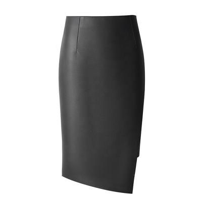 China YOUANNA Winter Genuine Leather Women's Elegant Skirts HW3177 Mid-Calf Gap High Waist Skirts Breathable Slim Fit Dress Swing Long for sale