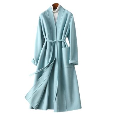 China Lady's Official 100% Women's Wool Coat Anti-wrinkle YOUANNA Sheer Fur Jacket Wool Winter Coats For Women HW2040 for sale