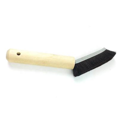 China Grease Field Handle Horsehair Deburring Cleaning Wooden Bristle Brush for sale