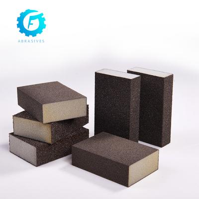 China Furniture 120x100x12mm Double Sided Sponge Sand Block Sponge Sandpaper For Stainless Steel for sale