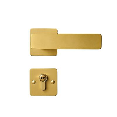 China Modern Mute Brass Bedroom Brass Ultrathin Modern Black Interior Lever Dooroom Wooden Door Lock Set Split Handle A325-218B for sale