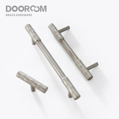 China Dooroom Modern Brass Furniture Handles Modern Matt Brushed Nickel Cupboard Wardrobe Dresser Shoebox Drawer Cabinet Round T Bar Knobs for sale