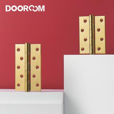 China Dooroom Shiny PVD Stainless Steel Modern End Door Hinges 4 Inch Strong And Durable 5 Inch Flat Open Bearing 180 Degrees for sale