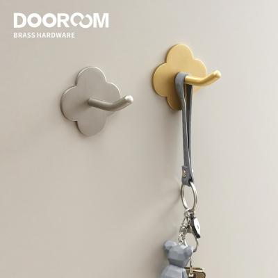 China Doodoom Liveable Brass Punch Hooks Bathroom Kitchen Hallway Free Bearing Indoor Wall Clothes Hooks Wall Hangers Row Hooks Nordic for sale