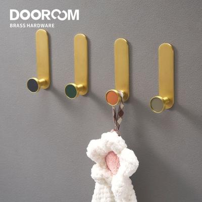 China EUROPEAN Dooroom Brass Leather Glue Stick Real Punchless Cabinet Handles Backing Hooks Bathroom Kitchen Hallway Indoor Wall Clothes Hook for sale