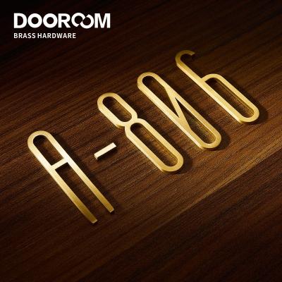 China Dooroom A-Z For Door Plate Letters Numbers 0-9 Letters Modern Brass House Number Hotel Company Names Villa Decoration Sign for sale