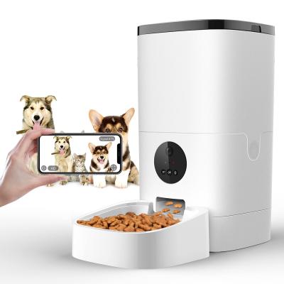 China Automatic 2.4G WiFi Enabled Automatic Pet Feeder 4L Smart Cat Dog Puppy Food Dispenser With HD Camera for sale