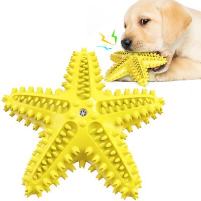 China New Type Viable Starfish Shaped Yellow Continue Dental Health Cleaning Teeth Dog Chew Toy for sale