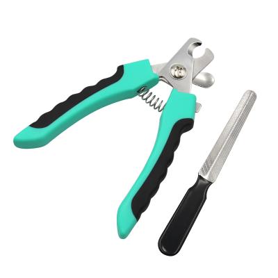 China Viable pets nail trimmers dogs and cats nail scissors with safety guard to avoid over cut and nail file for sale