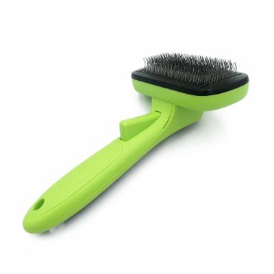 China Sustainable Pet Grooming Dematting Brush Self-cleaning Mold Slicker Brush Comb For Dogs And Cats for sale