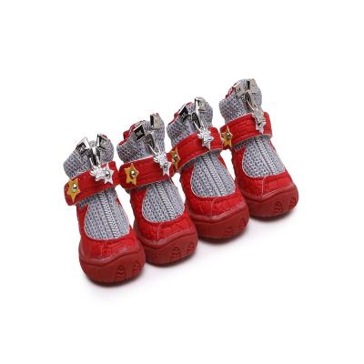 China Stocked Wholesale Pet Clothes Dog Boots Anti Slip Protect Paw Dog Shoes for sale