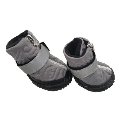 China Stored Sole Dog Boots Of The Winner Brand Fleece Reflective Fabric Dog Outdoor Warm Tendon Shoes for sale