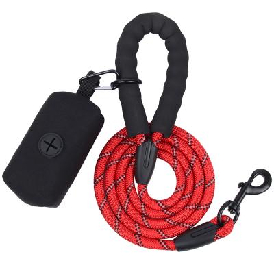 China Reflective Comfortable Padded Handle And Highly Reflective Wires Around Dog Leash With Bag Waste Dispenser for sale