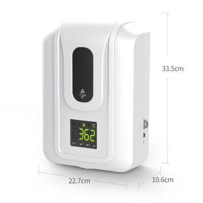 China Foam Wall Mount Auto Thermometer Large Capacity Alcohol Soap Dispenser 3000ML Automatic Hand Sanitizer Soap Dispenser for sale