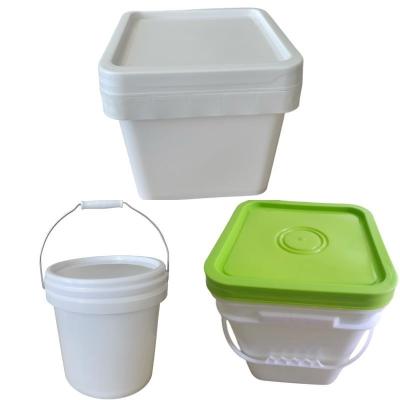 China 10L 12L 16L 18L 20L 25L White Color Rectangle Plastic Bucket with Lid from Qingdao for sale